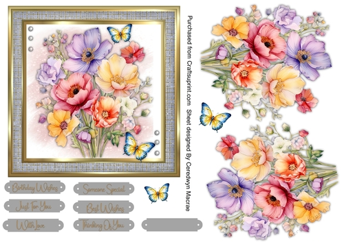 Gorgeous 6x6 Mixed Posy and Butterfly card 