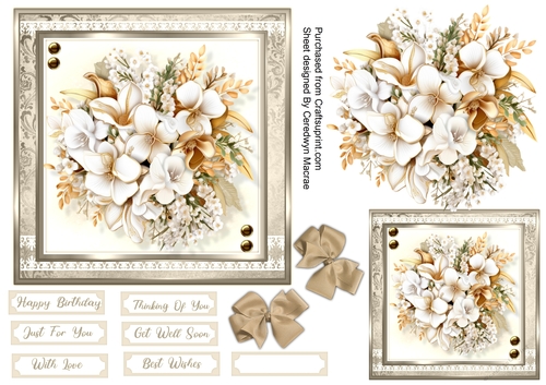 6x6 Beautiful Gold and White Posy
