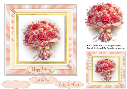 7x7 Quick Cards Beautiful Posy Of Roses 1