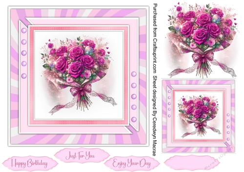 7x7 Quick Cards Beautiful Posy Of Roses 2