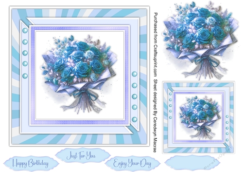 7x7 Quick Cards Beautiful Posy Of Roses 3