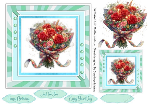 7x7 Quick Cards Beautiful Posy Of Roses 4