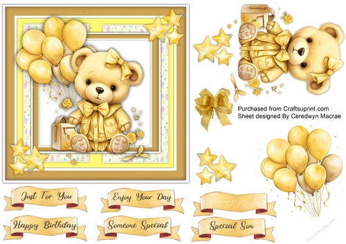 6x6 Quick Cards Gorgeous yellow Teddy