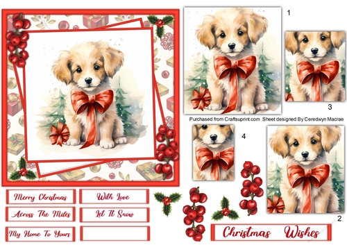 6x6 Adorable Christmas Pup , (Pyramid)