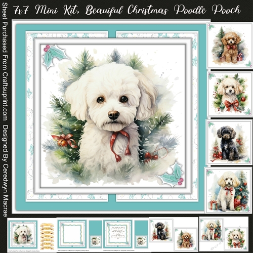7x7 Mini Kit, Beautiful Christmas Poodle Pooch