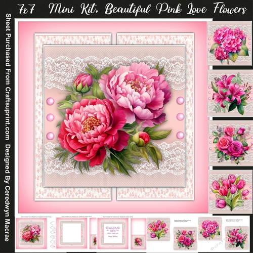 7x7 Mini Kit, Beautiful Pink Love Flowers