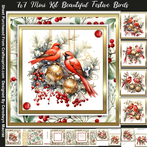 7x7 Mini Kit, Beautiful Festive Birds