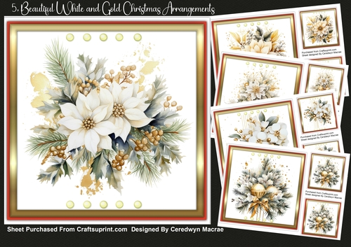 5, Beautiful White and Gold Christmas Arrangements 