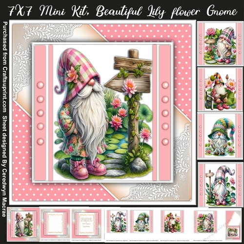 7x7 Mini Kit, Beautiful Lily Flower Gnome