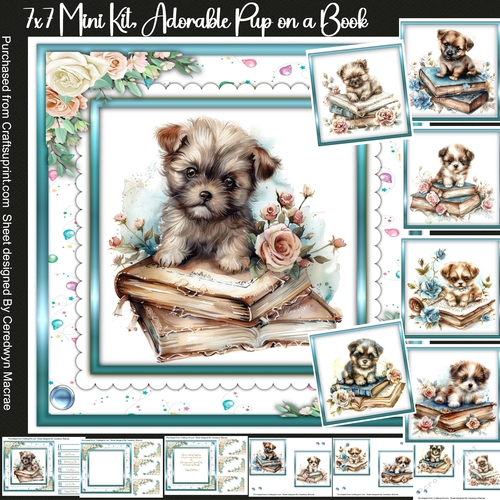 7x7 Mini Kit, Adorable Pup on a Book