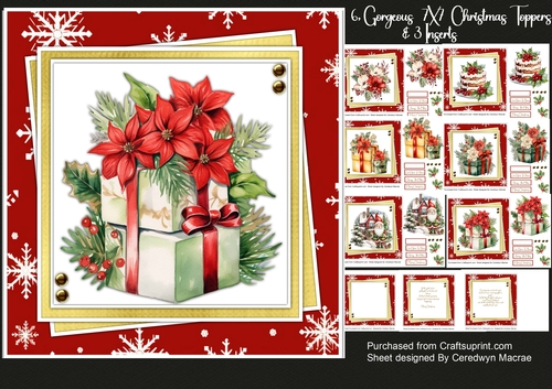 6, Gorgeous 7x7 Christmas Toppers & 3 Inserts