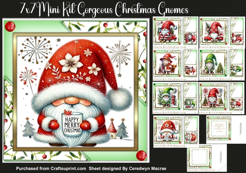 7x7 Mini Kit , Gorgeous Christmas Gnomes