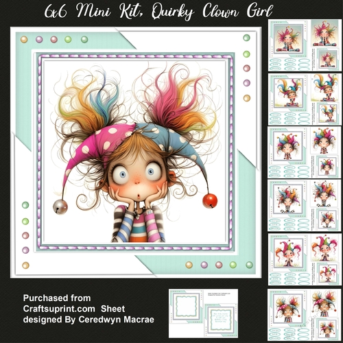 6x6 Quirky Clown Girl