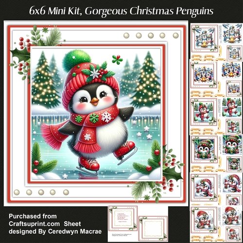 6x6 Mini Kit, Gorgeous Christmas Penguins