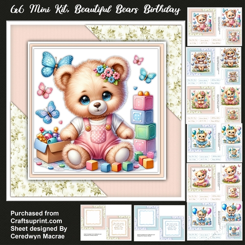 6x6 Mini Kit, Beautiful Bears Birthday