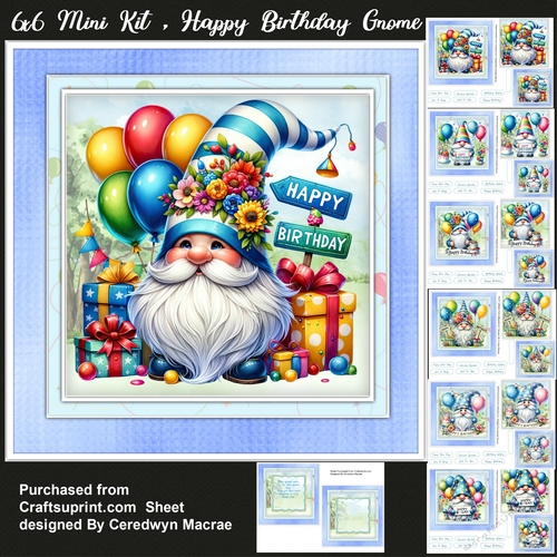 6x6 Mini Kit, Happy Birthday Gnome