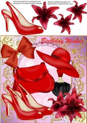 Lovely 8x8, Red Shoes, Handbag, and Hat