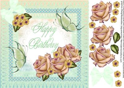 Beautiful 8x8 in Soft Green with Green Butterflys