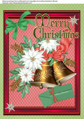 Lovely A4 Christmas Card Front in Reds and Greens