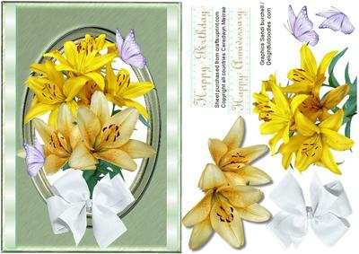 Lovely A5 Yellow Lillies in a Oval Frame