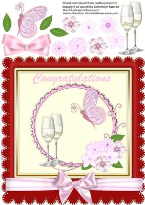 Beautiful 8x8 Card Front in Red and Pink