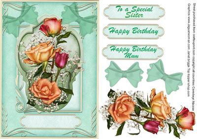 Roses on Green Frame
