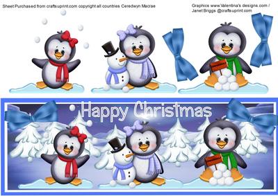 Snow Penquins and Snowman