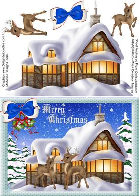 Cottage and Deers