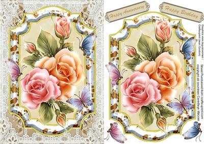 Beautiful Pink and Apricot Roses Ina Gilded Frame