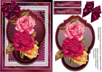 Beautiful Roses in a Burgandy Frame 