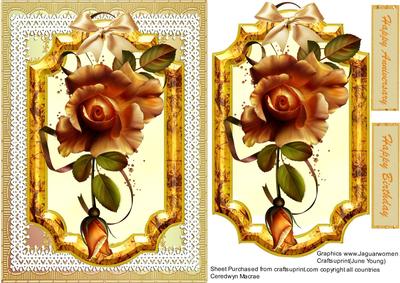 Beautiful Gold Roses in a Gold Freme