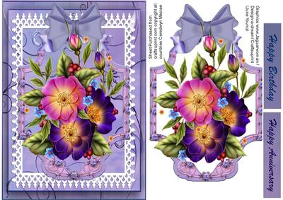Beautiful Roses in a Lilac Frame 