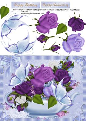 Lovely Blue Tea Pot and Butterflys