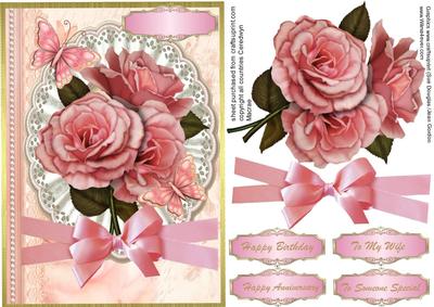 Lace, Butterflys, and Pink Roses
