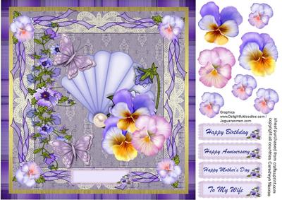 Beautiful Pansys and Butterflys on a Pearl Shell