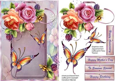 Lovely Roses on a Crushed Lilac Frame