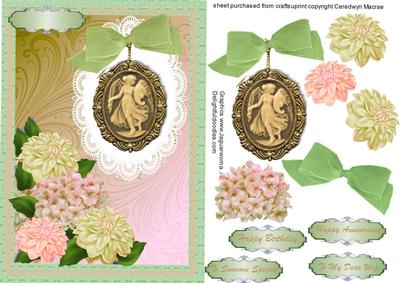 Lovely Nostalgic Pendant on a Lace Mat in Shades of Green /p
