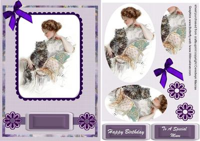 Lovely Lady Sitting with Her Cat ( Pyramarge )
