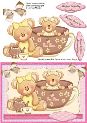Cute Teddys Having a Tea Party in a Tea Cup
