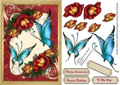 Beautiful Aqua Butterflys on a Crem Plaque