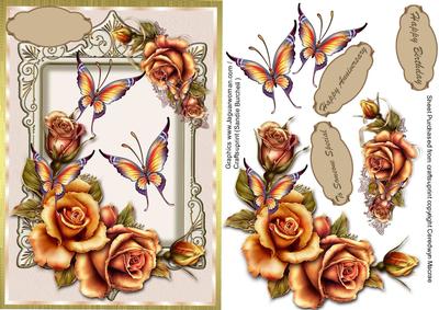 Beautiful Copper Roses on a Ornate Plaque