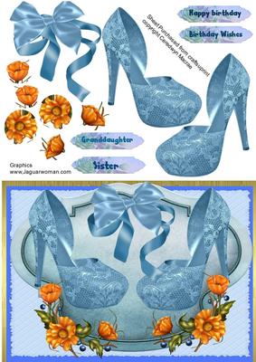Lovely Blue Lace Shoes and Orange Roses
