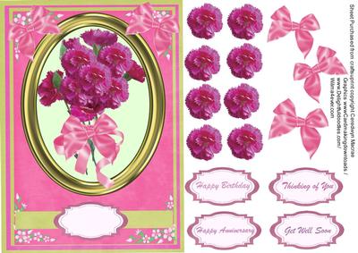 Lovely Carnations in a Gold Frame