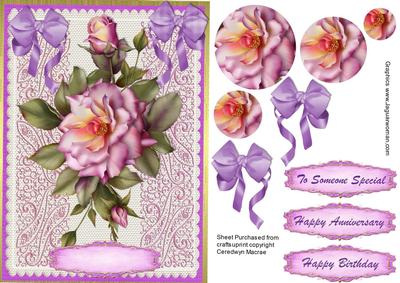 Lovely Lilac Lace and Pink Roses