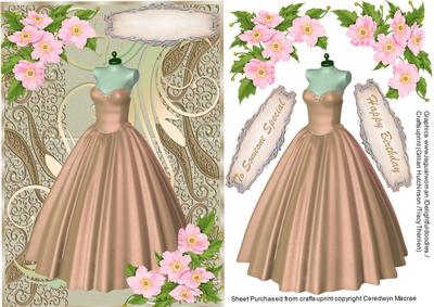 Beautiful Gold Evening Dress and Pink Blossoms