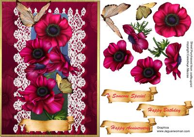 Beautiful Red Anemones on a Lace Mat