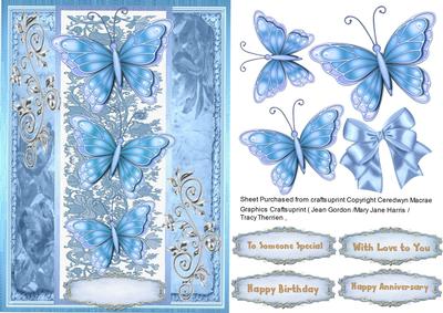 Stunning Blue Butterflys on a Blue Lace Plaque