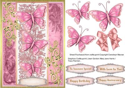 Stunning Pink Butterflys on a Pink Lace Plaque
