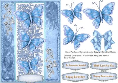 Stunning Butterflys in Blue on a Blue Lace Plaque
