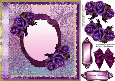 Lovely Deep Mauve Roses on a Lace Mat